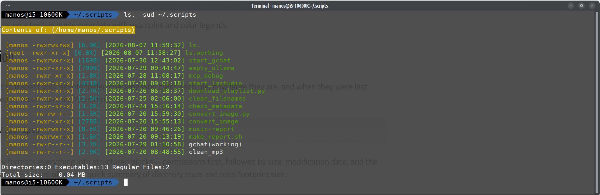 Custom ls terminal
